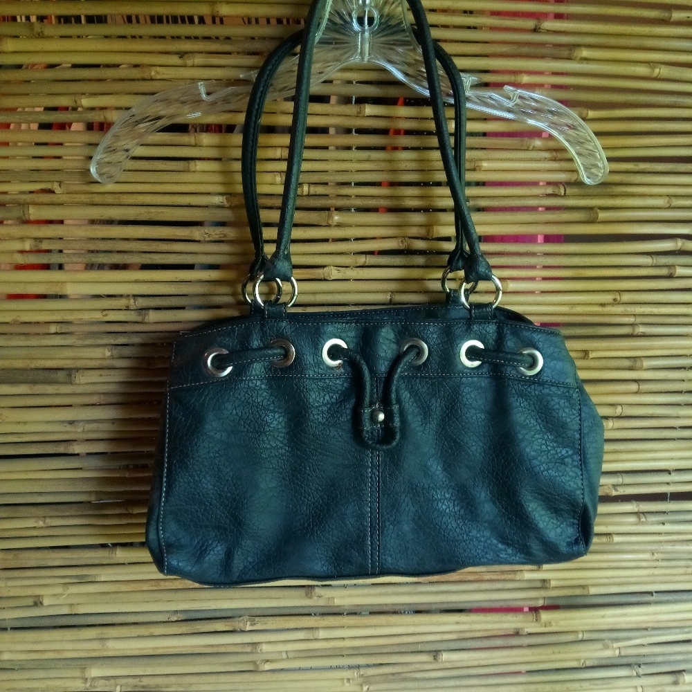 Reflections Black Vegan Grommet Bag